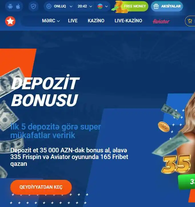 Hədiyyə bonuslar dəsti ilə qarşılanma paketi