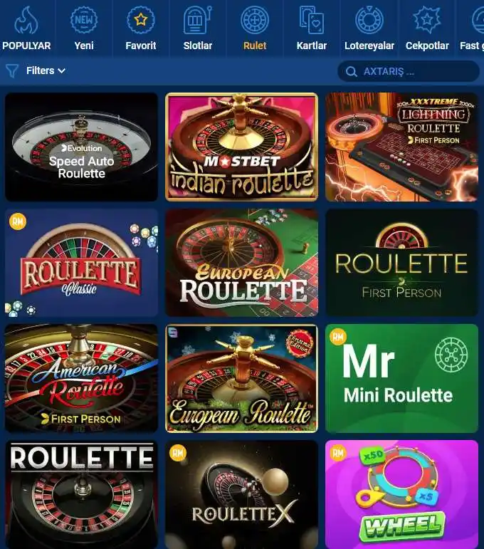 Mostbet Azərbaycanda ruletka və digər stolüstü oyun növləri