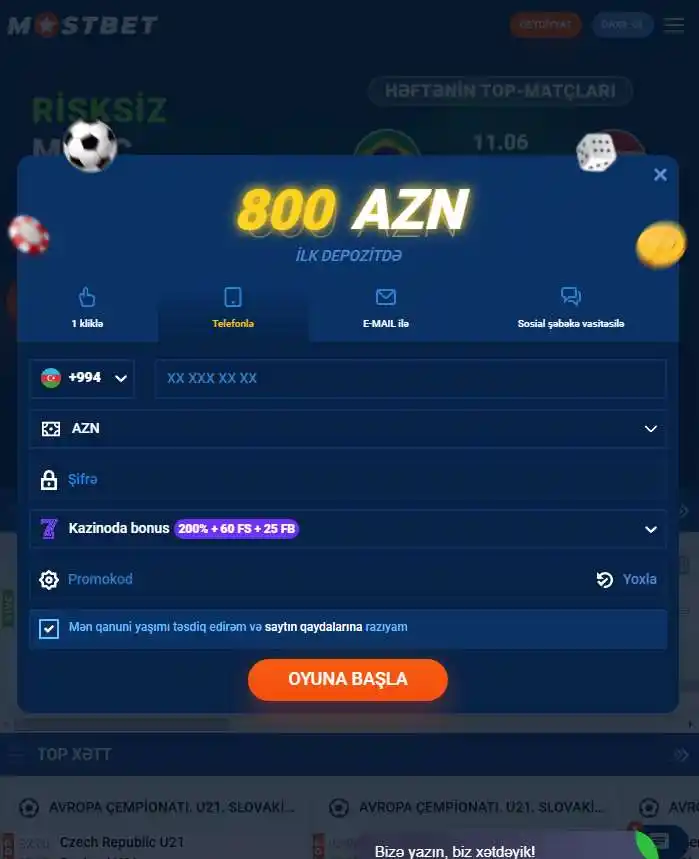 Mobil telefon nömrəsi ilə qeydiyyat